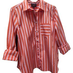 J. Crew classic-fit cotton poplin shirt/top in colorful stripes - Size 8